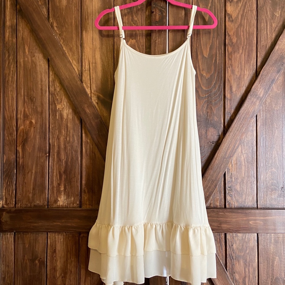Matilda Jane Oh So Fine Long Cream Dress Extender  Slip size L - like new